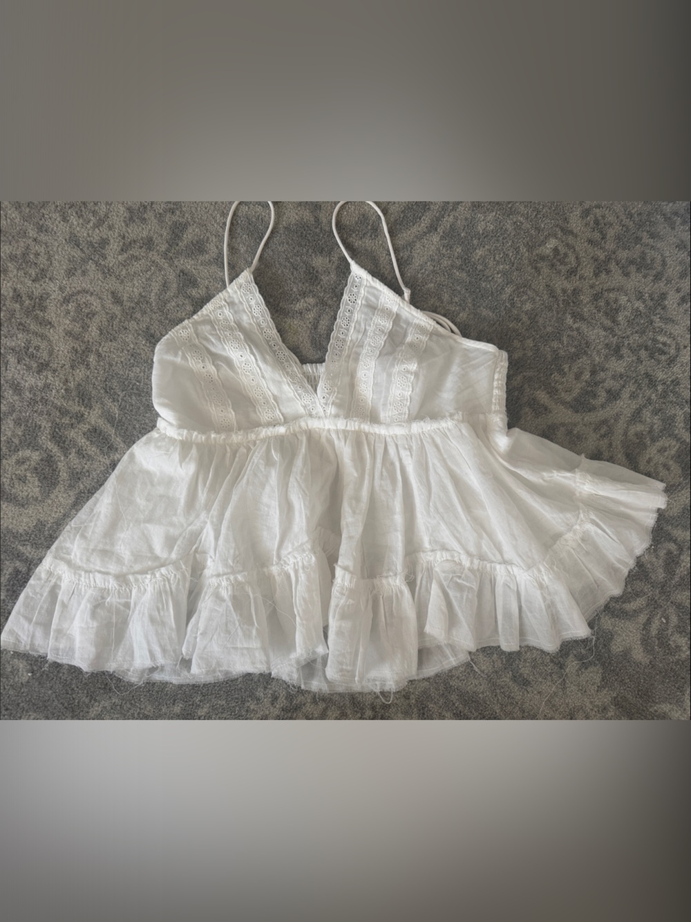 NWOT Altar'd State White Ruffled Lace Trim Tank Top